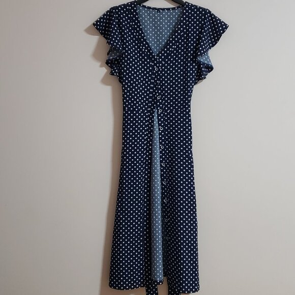 Blue Short Sleeve Button Up Dress [Size M] - Picture 1 of 7